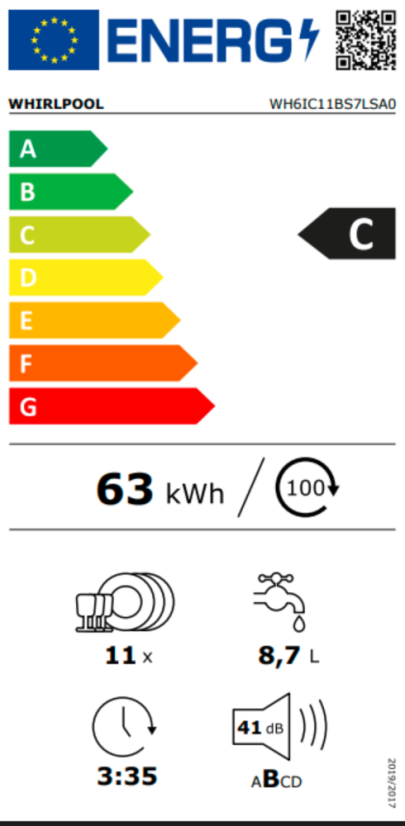 Vestavná myčka nádobí Whirlpool WH6IC11BS7LSA0
