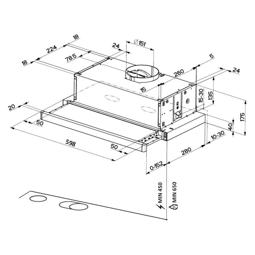 Vestavná digestoř Faber - FLEXA LUX GLASS NG W A60
