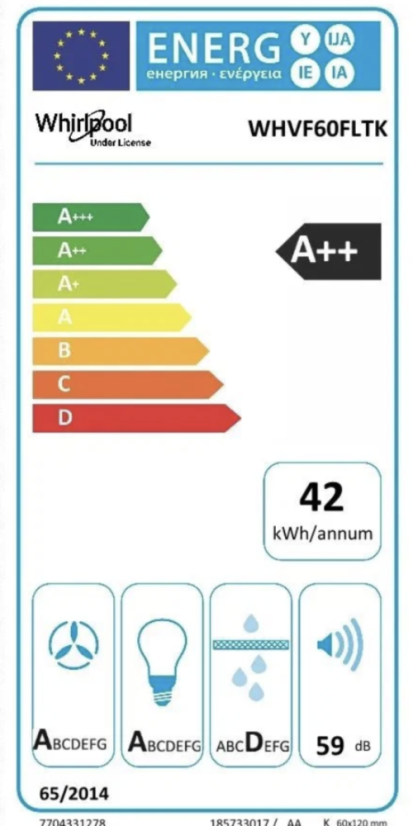 Komínová digestoř Whirlpool WHVF60FLTK