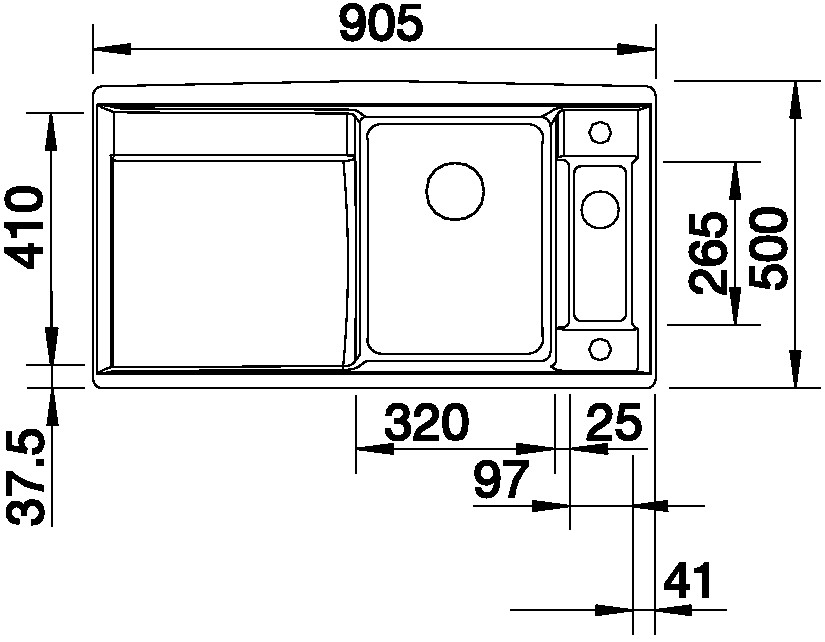 Blanco AXIA II 5 S-F Silgranit šedá skála dřez vpravo s excentrem přísluš. ano