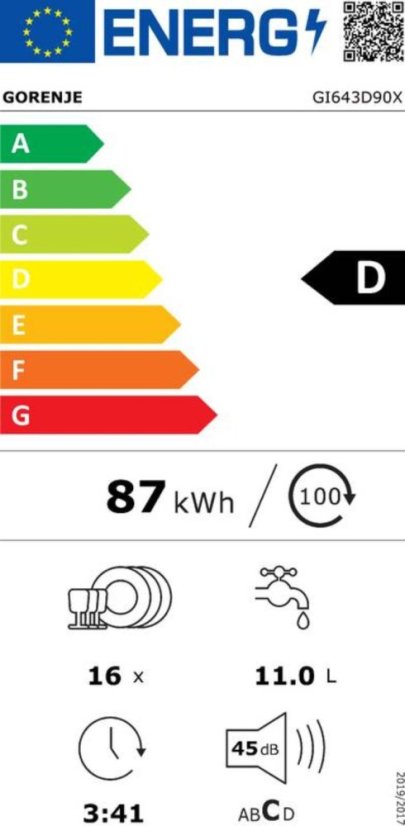 Vestavná myčka nádobí Gorenje GI643D90X