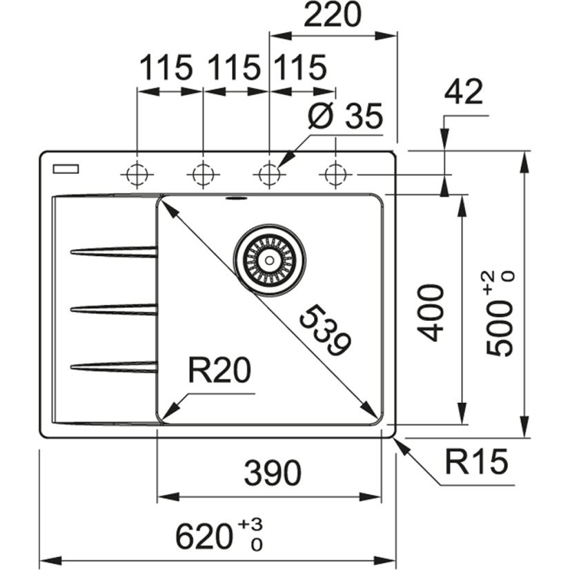 Franke CNG 611-62 TL/7 onyx Centro Fragranit