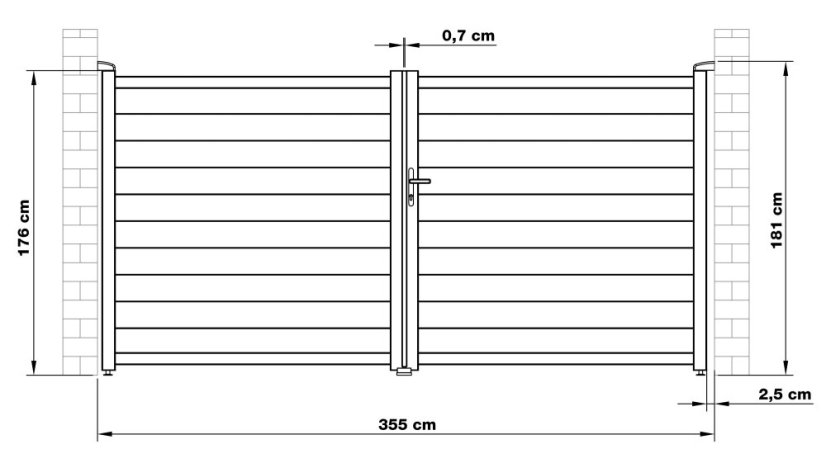 Brána G21 Orlando 350x173 cm dvoukřídlá, antracitová