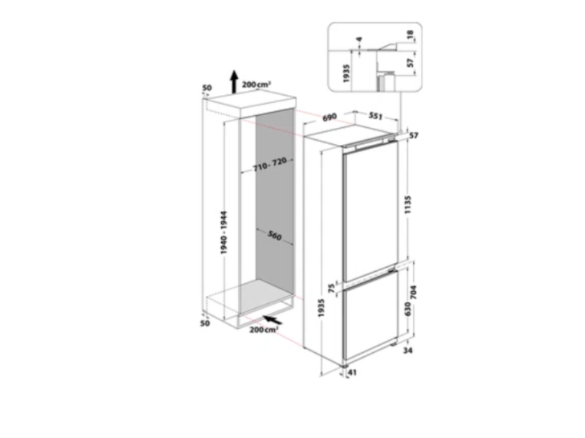 Vestavná chladnička Whirlpool WHSP70T232P