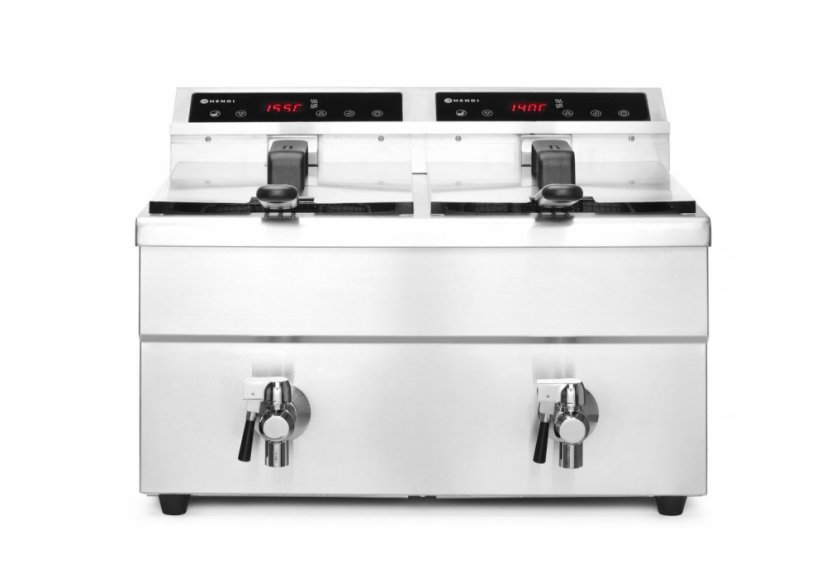 Indukční fritéza s výpustí - 2 x 8 l, HENDI, Profi Line, 16L, 230V/7000W, 577x609x(H)410mm