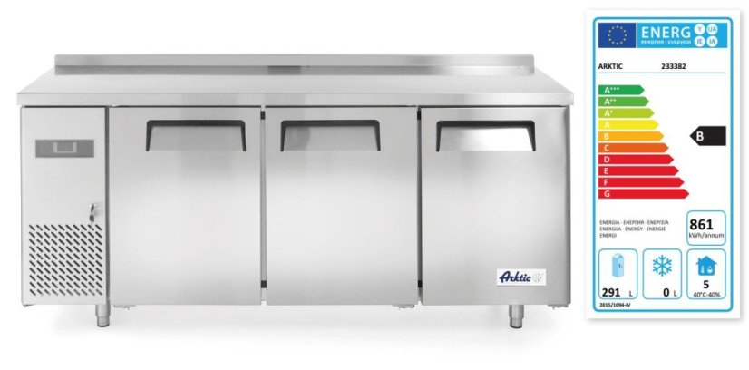 Třídveřový chladicí stůl s postranními jednotkami, Arktic, Kitchen Line, 291L, 230V/270W, 600x1800x(H)840mm