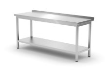 Nástěnný stůl s policí – přišroubovaný, hloubka 600 mm, HENDI, Profi Line, 1800x600x(H)850mm