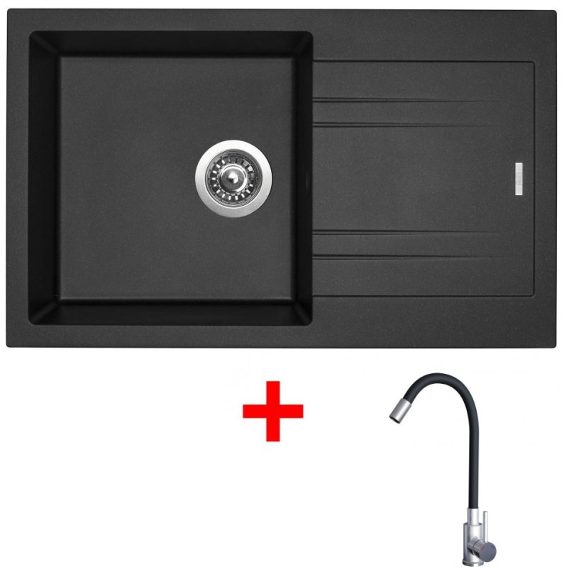 Sinks LINEA 780 Metalblack + Elasta nerez/černá Sinks LINEA 780 Metalblack + Elasta nerez/černá