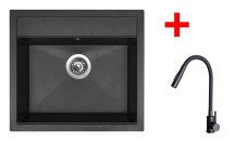 Sinks SOLO 560 Granblack + ELASTA S černá matná