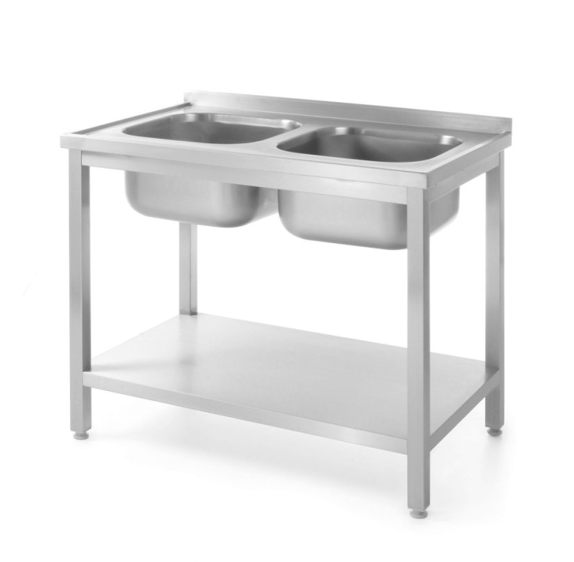 Stůl se 2 dřezy a policí – přišroubovaný, hloubka 600 mm, HENDI, Profi Line, 1000x600x(H)850mm Stůl se 2 dřezy a policí – přišroubovaný, hloubka 600 mm, HENDI, Profi Line, 1000x600x(H)850mm