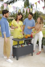 Zahradní stůl Keter Bevy Bar Cool grafitový ratan