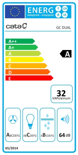 Vestavná digestoř Cata GC DUAL 75 Bílé sklo