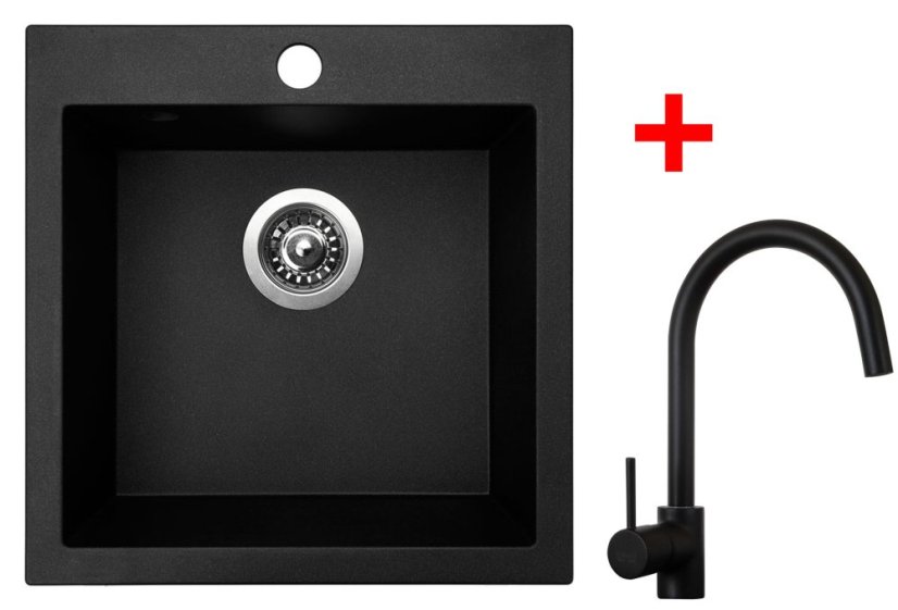 Sinks VIVA 455 Granblack + Vitalia černá matná Sinks VIVA 455 Granblack + Vitalia černá matná