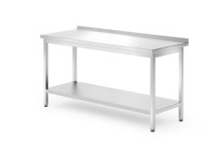 Nástěnný stůl s policí – přišroubovaný, hloubka 700 mm, HENDI, Profi Line, 1600x700x(H)850mm
