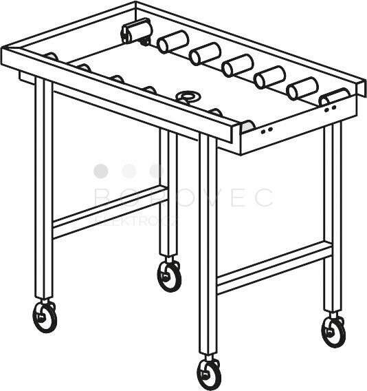 KROMO stůl válečkový pojízdný s vanou 1100 x 650 x 850 mm KROMO stůl válečkový pojízdný s vanou 1100 x 650 x 850 mm
