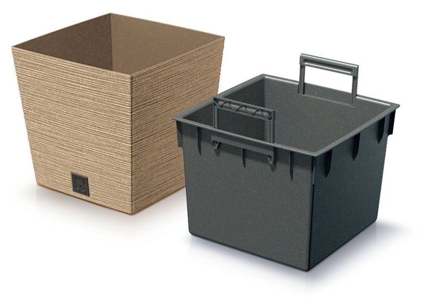 Květináč Prosperplast FURU SQUARE LOW ECO WOOD 24 cm naturo