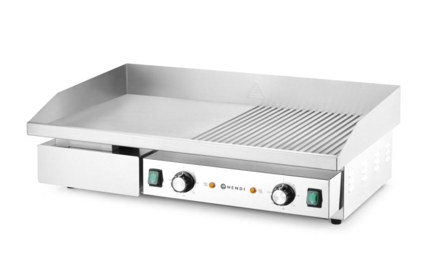 Gril, poloplochý,položebrovaný, HENDI, Budget Line, 400V/4400W, 720x460x(H)241mm