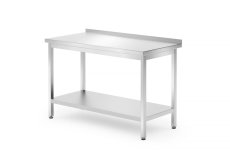 Nástěnný stůl s policí – přišroubovaný, hloubka 700 mm, HENDI, Profi Line, 1200x700x(H)850mm