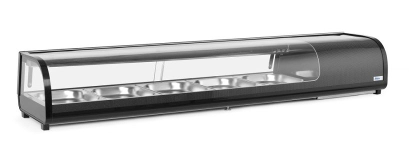 Stojan na Sushi, Arktic, Kapacita: 5x GN 1/2 (V)40 mm (včetně nádob)., Černá, 230V/190W, 420x1800x(H)265mm