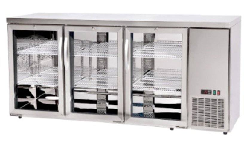 Chladicí barový pult, skleněné dveře, Arktic, 6 polic, 493L, Stříbrná, 230V/185W, 1826x631x(H)865mm Chladicí barový pult, skleněné dveře, Arktic, 6 polic, 493L, Stříbrná, 230V/185W, 1826x631x(H)865mm