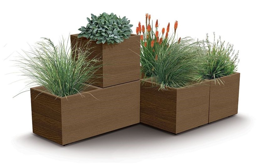 Květináč Prosperplast MADERA SQUARE eco wood 38,5 cm bílý eco