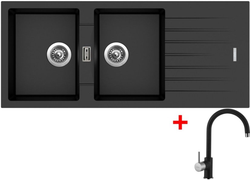 Sinks PERFECTO 1160 DUO Metalblack + Vitalia GR Sinks PERFECTO 1160 DUO Metalblack + Vitalia GR