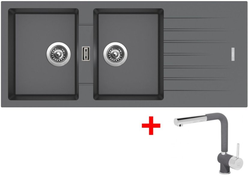 Sinks PERFECTO 1160 DUO Titanium + Mix 3 P GR Sinks PERFECTO 1160 DUO Titanium + Mix 3 P GR
