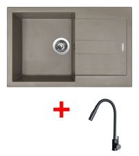Sinks AMANDA 780 Truffle + ELASTA S černá matná