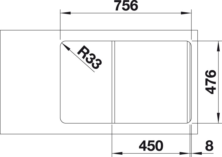 Blanco LANTOS 45 S IF Compact Nerez kartáčovaný oboustranné provedení s excentrem