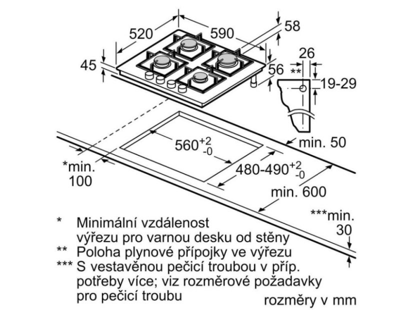 Plynová varná deska Bosch PRP6A6H40