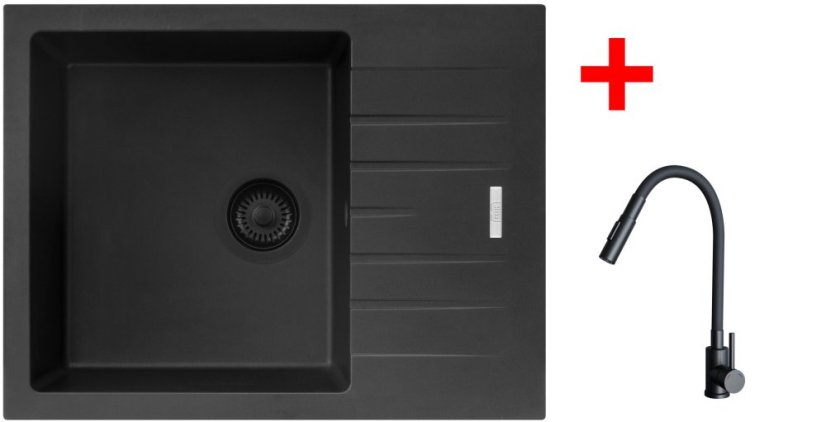 Sinks PERFECTO 650 BL Pureblack + ELASTA S černá matná
