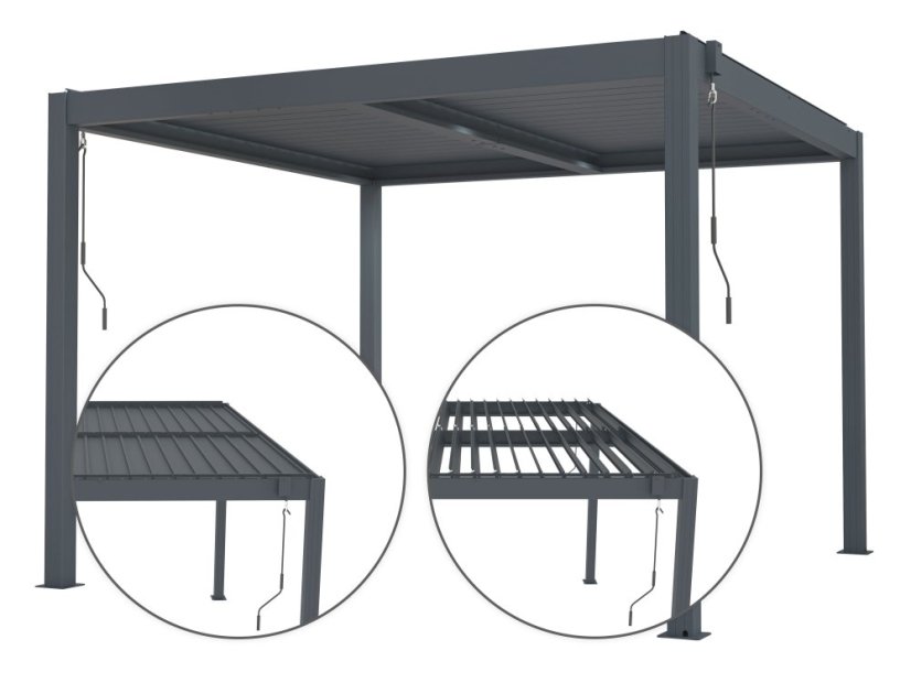 Bioklimatická pergola G21 Austin 3x3 m, antracitová hliníková