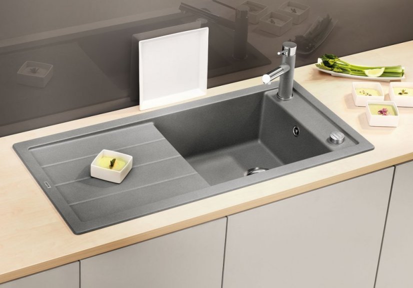 Blanco MEVIT XL 6 S Silgranit perlově šedáoboustranné provedení s excentrem