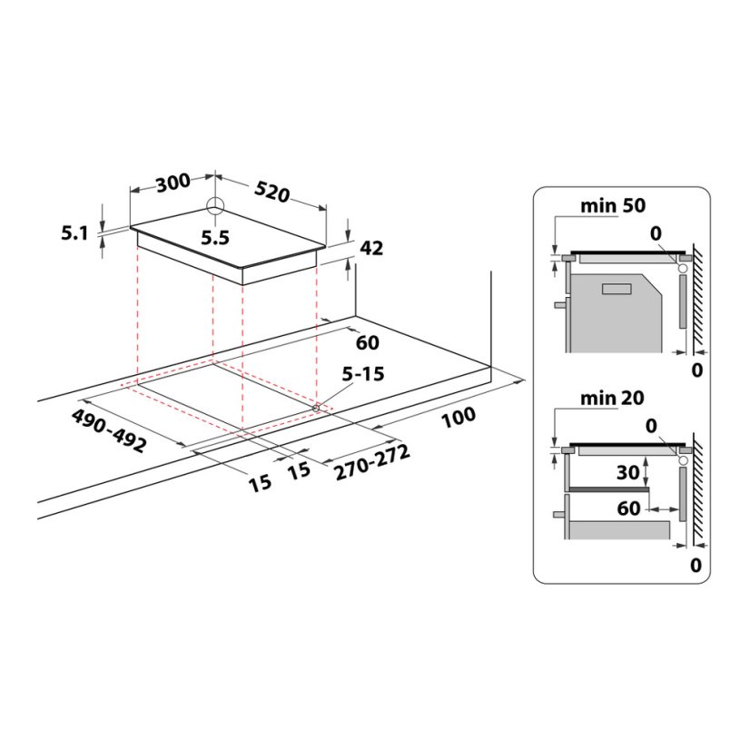 Domino varná deska Whirlpool WRD6030B