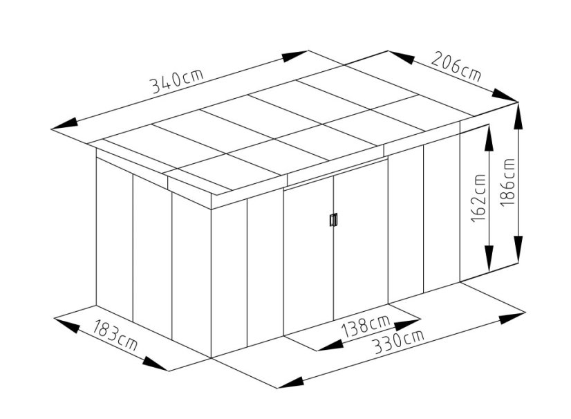 Zahradní domek G21 GRAH 700 - 340 x 206 cm, metalický šedý