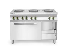 Elektrický vařič Kitchen Line – 6 plotýnek s konvektomatem GN 1/1, HENDI, Kitchen Line, 400V/18600W, 1200x700x(H)900mm
