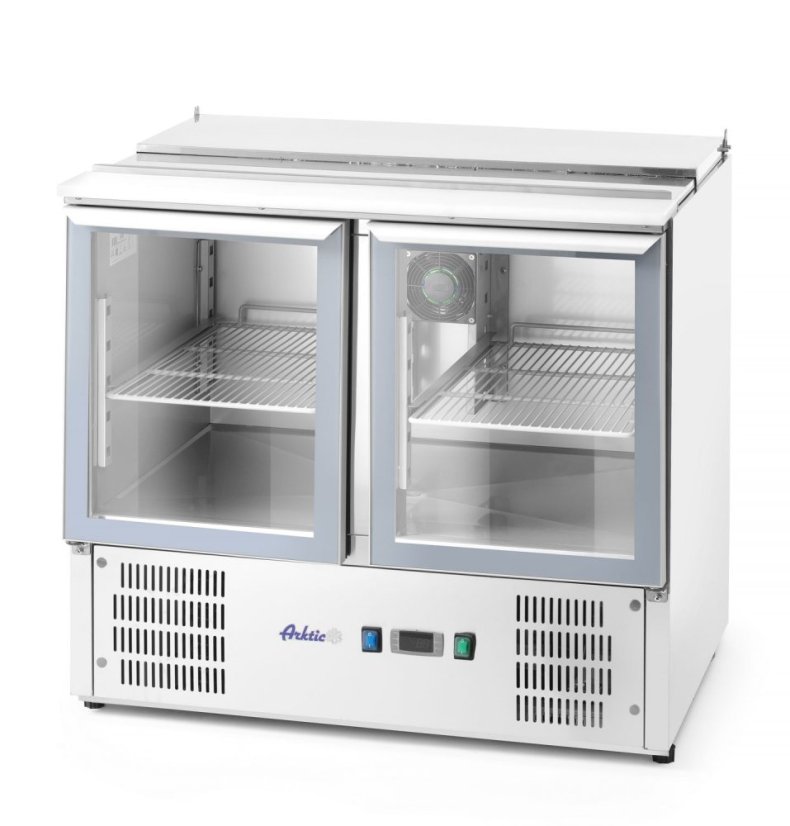 Chladící pult s výklopným víkem, dvoukřídlými dveřmi, Arktic, 146L, 230V/145W, 700x900x(H)860mm