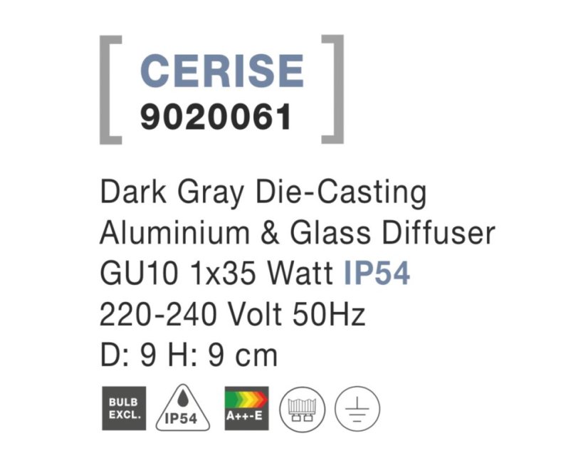Svítidlo Nova Luce CERISE R TOP GREY 2 stropní, IP 54, GU10