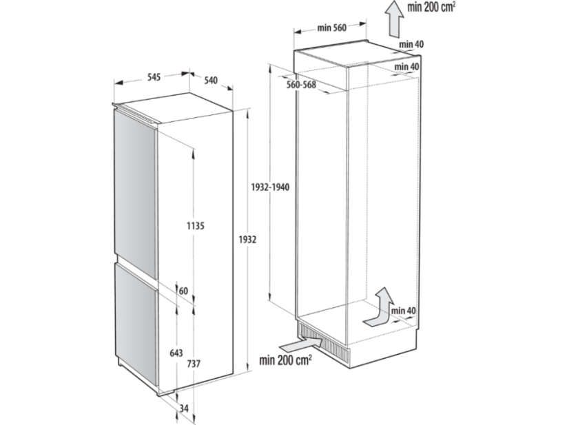 Vestavná chladnička Gorenje NRKI519D61WF