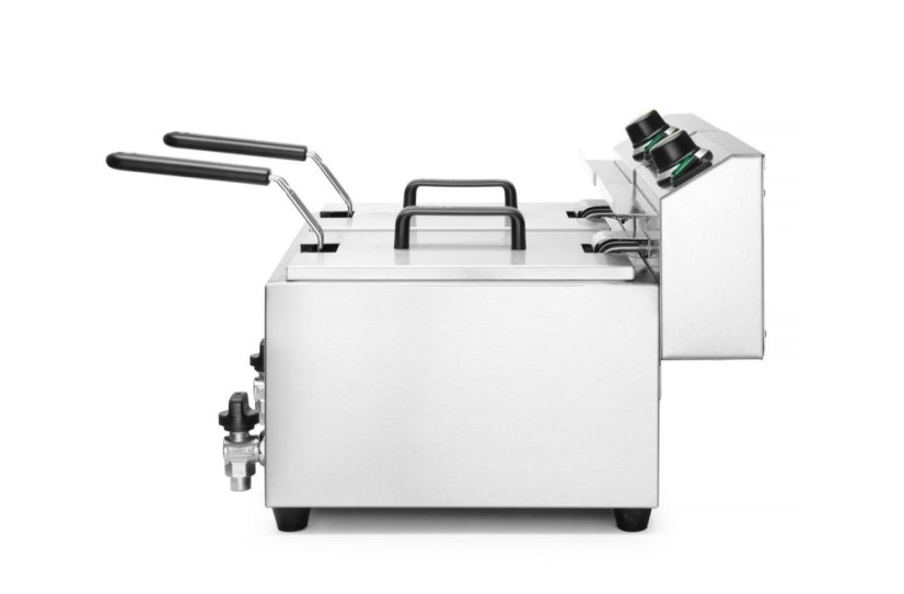Ruční fritéza s vypouštěcím kohoutem, 2 × 8 l, HENDI, Profi Line, 16L, 230V/7000W, 610x515x(H)369mm