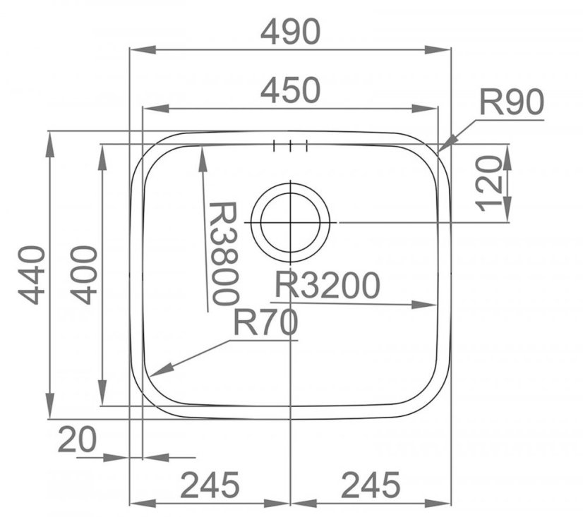Sinks LAGUNA 490 V 0,8mm spodní leštěný