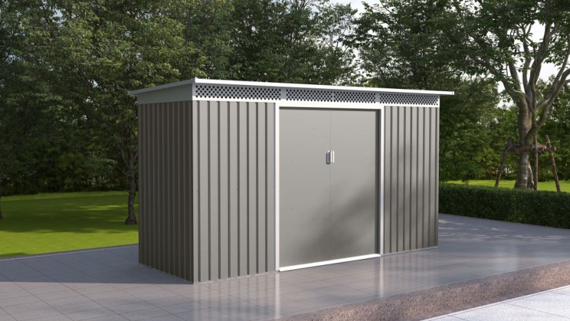 Zahradní domek G21 GRAH 483 - 340 x 142 cm, metalický šedý