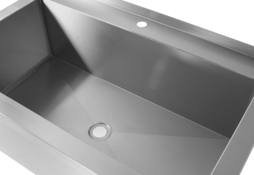 Stůl s jedním mycím dřezem – svařovaný, hloubka 700 mm, výška komory 300 mm, HENDI, Profi Line, 1000x700x(H)850mm