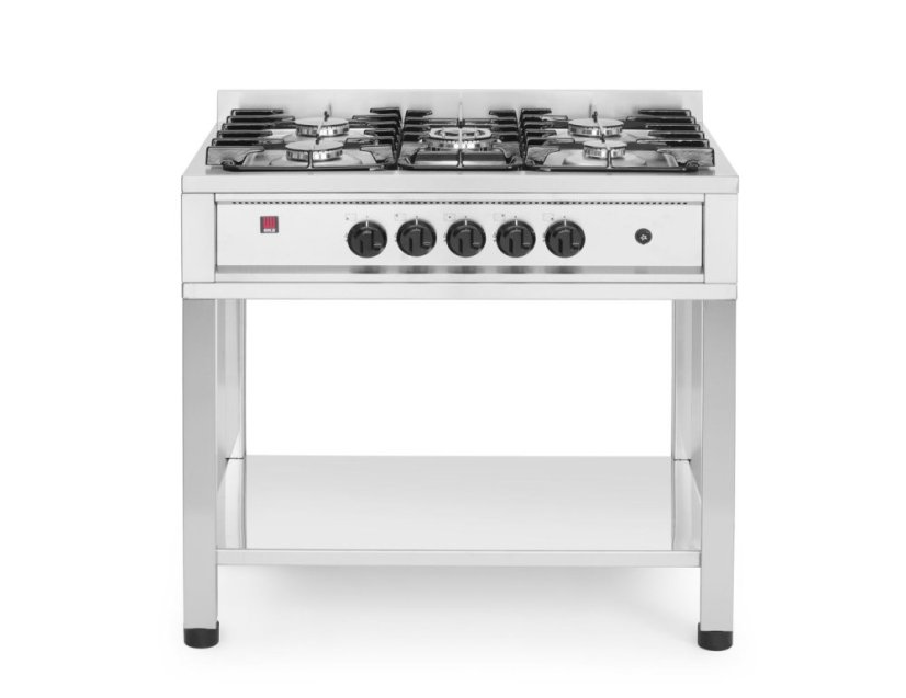 Plynový sporák - 5 hořáků, otevřený rám, HENDI, Kitchen Line, 14,3kW, 900x640x(H)910mm