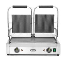 Kontaktní gril - double verze, HENDI, vroubkovaná horní, hladká spodní část, 230V/3600W, 570x375x(H)216mm