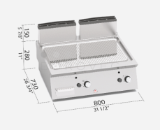 Plyn. grilovací plotna Bertos SG7FL8B-2/CPD