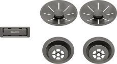 Odtoková sada InFino s přepadem C-overflow, satin dark steel pro dva dřezy