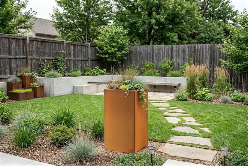 Květináč G21 Corten Square, 40 x 80 x 40 cm