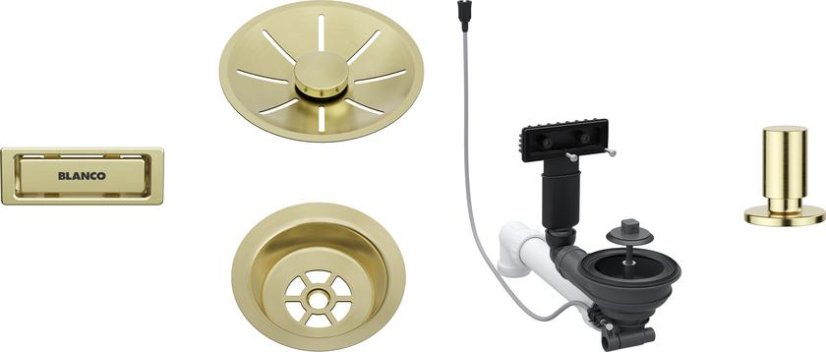 Odtoková sada 3 1" InFino pro jednu vaničku, přepad C-overflow, + táhlo, satin gold Odtoková sada 3 1" InFino pro jednu vaničku, přepad C-overflow, + táhlo, satin gold