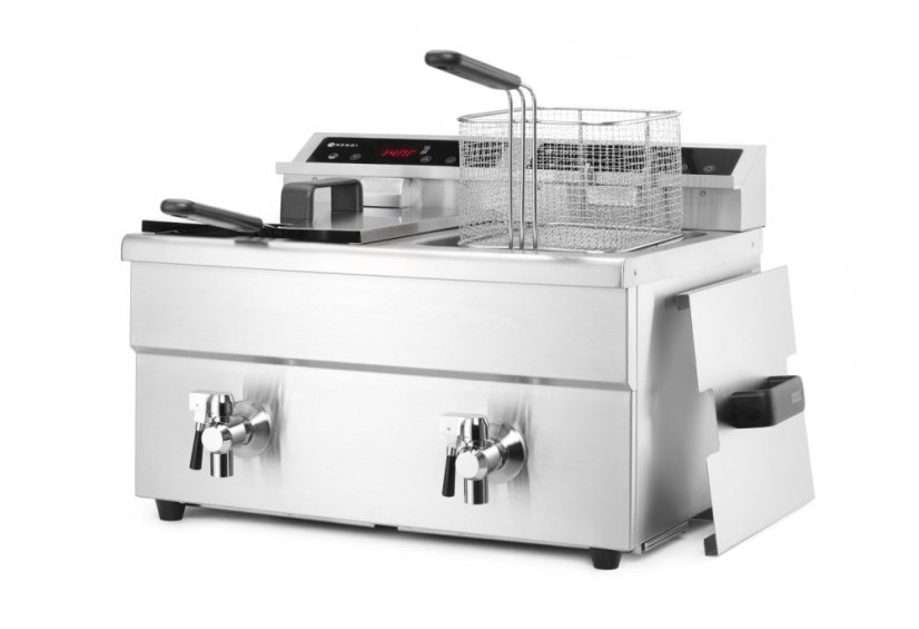 Indukční fritéza s výpustí - 2 x 8 l, HENDI, Profi Line, 16L, 230V/7000W, 577x609x(H)410mm